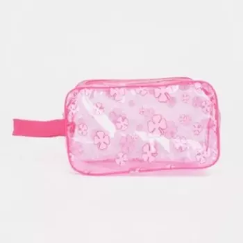 Косметичка на молнии для бассейна, с ручкой, с принтом «Клевер», малиновая