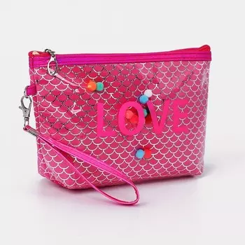 Косметичка на молнии, с ручкой, цвет малиновый