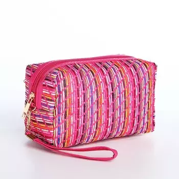 Косметичка дорожная на молнии, с ручкой, цвет малиновый