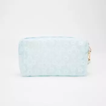 Косметичка на молнии, цвет матовый голубой
