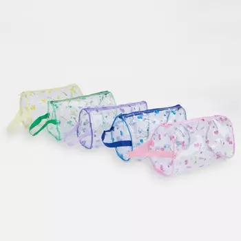 Косметичка-пенал на молнии, с ручкой, с принтом, прозрачная, МИКС