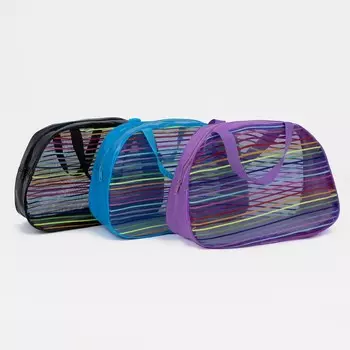 Косметичка-сумка на молнии в сетку, большая, с ручками, с рисунком «Горизонтальные полосы», МИКС