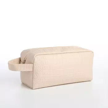 Косметичка дорожная на молнии, с ручкой, цвет молочный