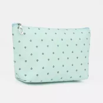 Косметичка простая на молнии, средний размер, с паттерном, зелёная