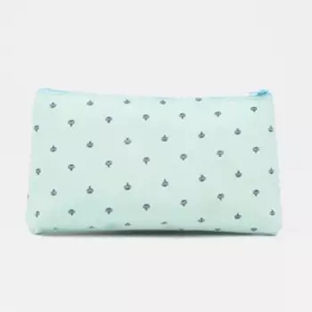 Косметичка-пенал на молнии простая, маленькая, с рисунком «Корона», мятная