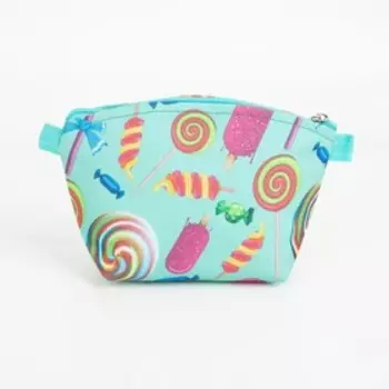 Косметичка простая на молнии, маленькая, с рисунком, мятная/разноцветная