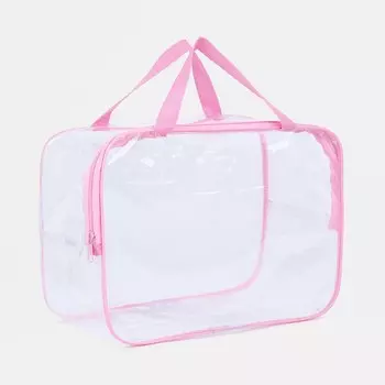 Косметичка на молнии, цвет прозрачный/розовый