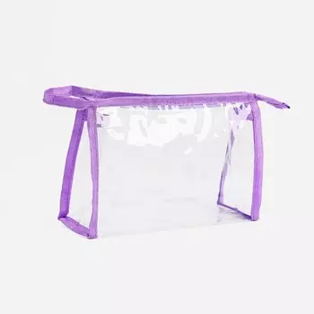 Косметичка на молнии, цвет прозрачный/сиреневый