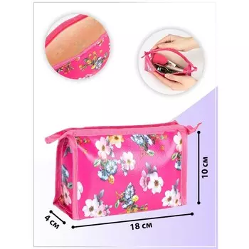 Косметичка на молнии, треугольная, маленькая, с рисунком, розовая