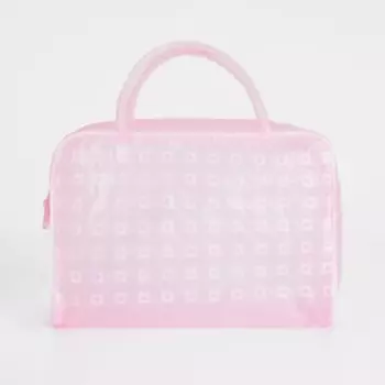 Косметичка-сумка на молнии, с ручками, для бассейна, с рисунком, розовая