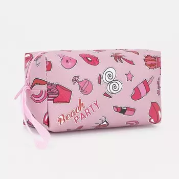 Косметичка-футляр маленькая, для косметики, лекарств, прокладок, с принтом, розовая