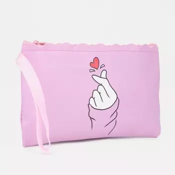 Косметичка на молнии, с ручкой, цвет розовый