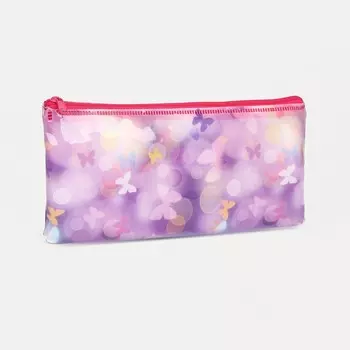 Косметичка-пенал на молнии, средний размер, с ярким принтом, розовая/сиреневая