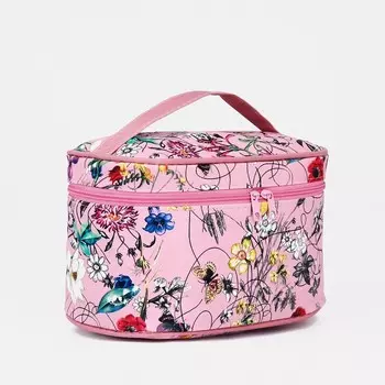 Косметичка на молнии, с ручкой, цвет розовый