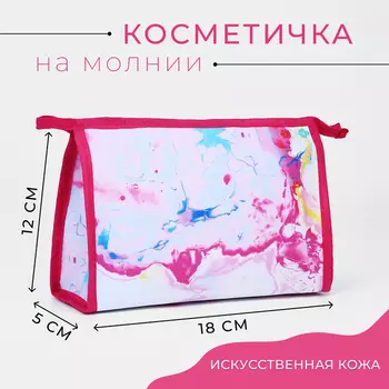 Косметичка на молнии, треугольная, маленькая, с принтом, белый/розовый
