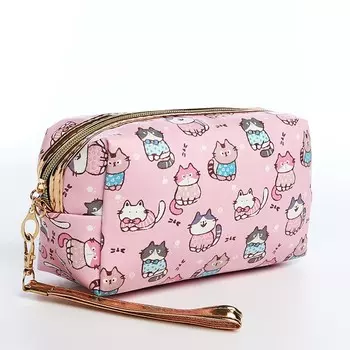 Косметичка дорожная на молнии, с ручкой, цвет розовый