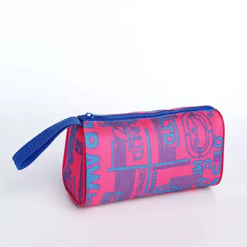 Косметичка простая на молнии, с ручкой, маленькая, с принтом, розовая