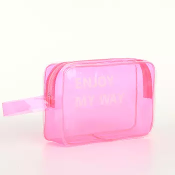 Косметичка на молнии, с ручкой, цвет розовый