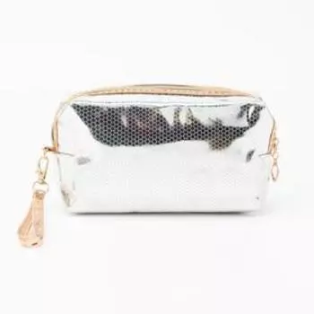 Косметичка на молнии, цвет серебристый