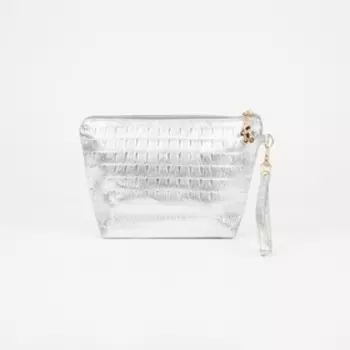 Косметичка на молнии, цвет серебристый