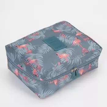 Косметичка-органайзер дорожная на молнии, с карманами, с принтом, серая