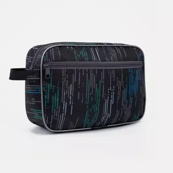 Косметичка на молнии, наружный карман, ручка, цвет серый/чёрный