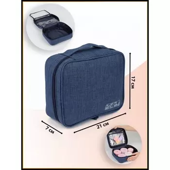 Косметичка на молнии, цвет синий