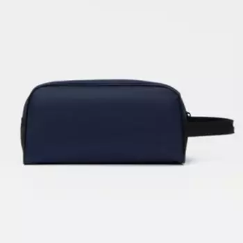 Косметичка дорожная на молнии с ручкой, объёмная, большая, тёмно-синяя