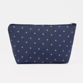 Косметичка на молнии простая, с рисунком «Корона», синяя