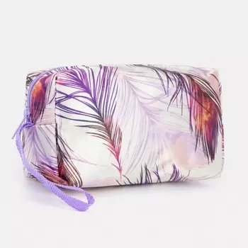 Косметичка-футляр маленькая, с ручкой, для косметики, лекарств, прокладок, сиреневая/белая