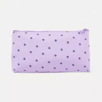 Косметичка на молнии, плоская, маленькая, с паттерном, сиреневая