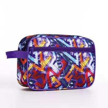 Косметичка дорожная на молнии «Бако текстиль», с ручкой, наружный карман, цвет сиреневый