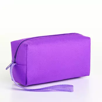 Косметичка на молнии объёмная, с ручкой, маленькая, сиреневый