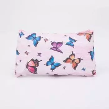 Косметичка-пенал на молнии, плоская, с ярким принтом, розовая/разноцветная