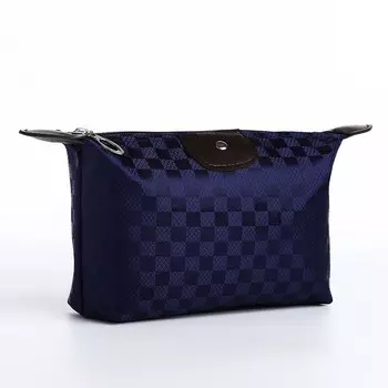 Косметичка простая на молнии, «Шахматная доска», тёмно-синяя