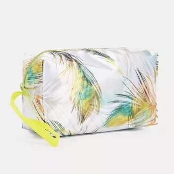 Косметичка-футляр маленькая, с ручкой, для косметики, лекарств, прокладок, зелёная/белая