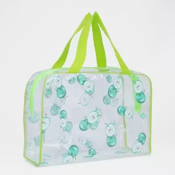 Косметичка-сумка на молнии для бассейна, большая, с ручками, с принтом «Ранетки», зелёная