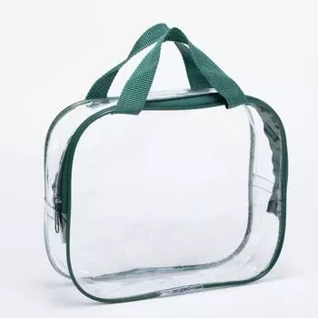 Косметичка на молнии, цвет прозрачный/зелёный