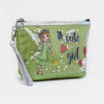 Косметичка на молнии, с ручкой, цвет зелёный