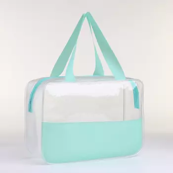 Косметичка на молнии, с ручками, цвет зелёный