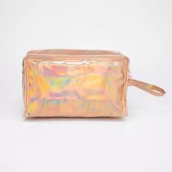 Косметичка на молнии, наружный карман, цвет бежевый