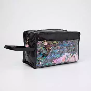 Косметичка на молнии, наружный карман, цвет чёрный