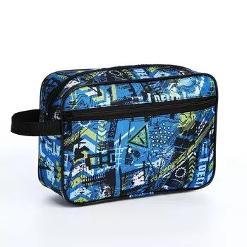 Косметичка дорожная на молнии «Бако текстиль», с ручкой, наружный карман, цвет синий
