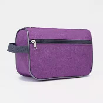 Косметичка дорожная на молнии «ЗФТС», с ручкой, наружный карман, цвет сиреневый