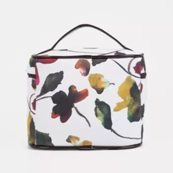 Косметичка на молнии, с подкладом, цвет красный/белый