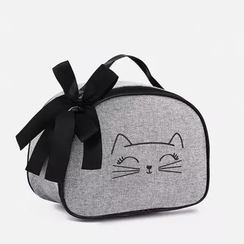 Косметичка на молнии, с подкладом, цвет серый