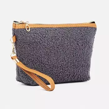 Косметичка на молнии, с ручкой, цвет серый