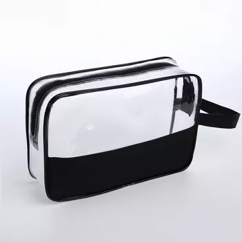 Косметичка на молнии, с ручкой, цвет чёрный