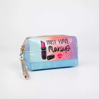 Косметичка на молнии, с ручкой, цвет голубой