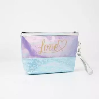 Косметичка на молнии, с ручкой, цвет голубой